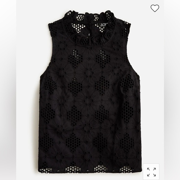 J. Crew Fleur Top in Eyelet Black NWT Size Small Item BR583 Summer 2023 - Picture 2 of 2